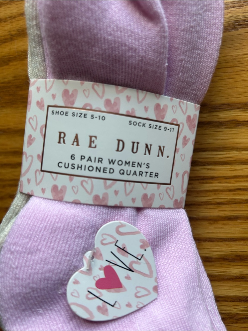 Rae Dunn Pink Quarter Socks Cheers 6 pairs